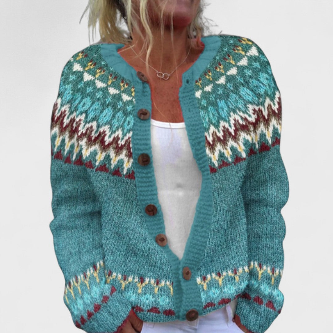 Lianne – Cardigan Tricot Épais avec Motif Chic