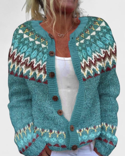 Lianne – Cardigan Tricot Épais avec Motif Chic