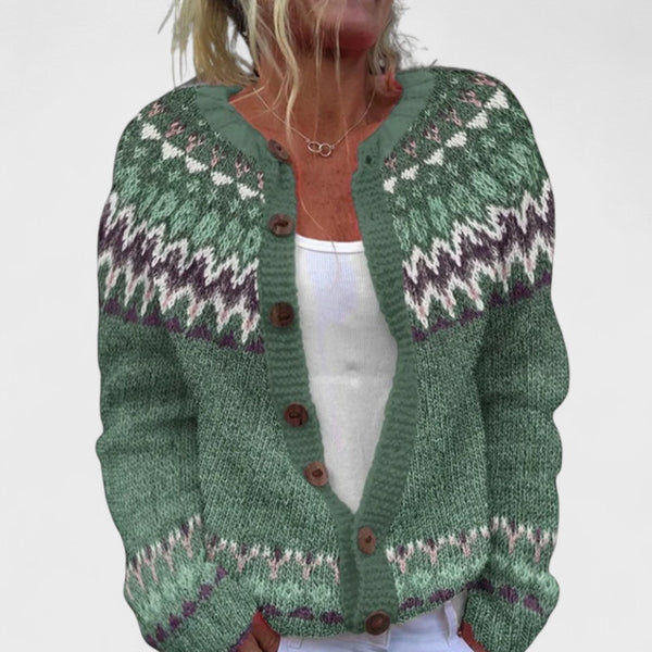 Lianne – Cardigan Tricot Épais avec Motif Chic