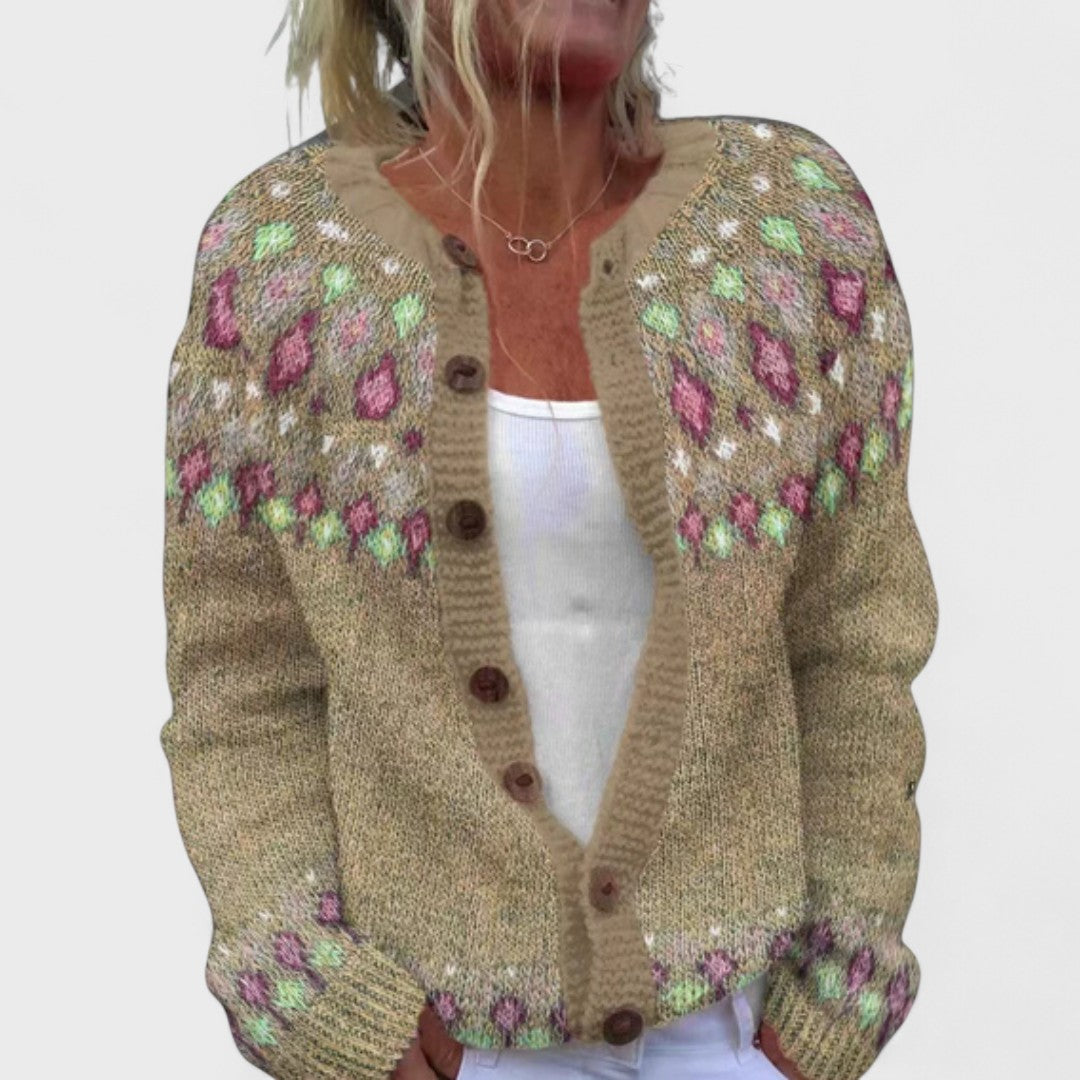 Lianne – Cardigan Tricot Épais avec Motif Chic