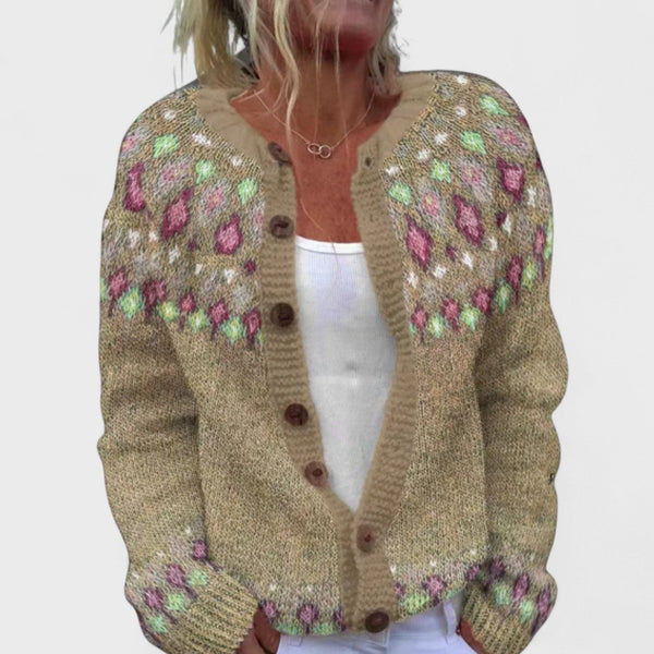 Lianne – Cardigan Tricot Épais avec Motif Chic