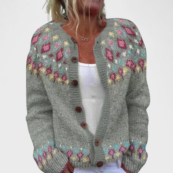 Lianne – Cardigan Tricot Épais avec Motif Chic