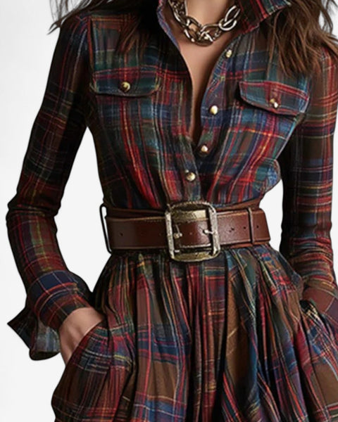 Barboteau™ Robe Maxi à Carreaux Intemporelle