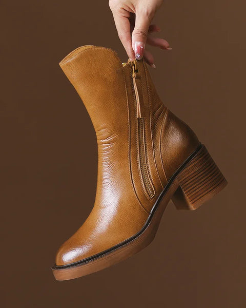 Virelle | Bottes d'hiver à talon bloc en cuir premium