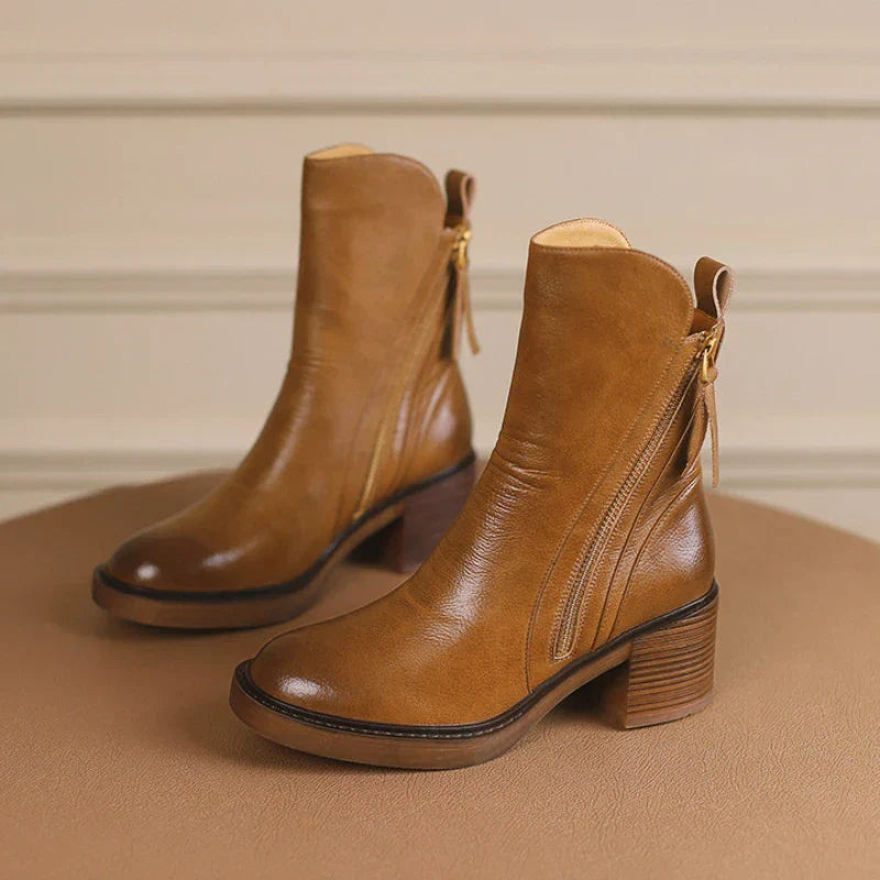 Virelle | Bottes d'hiver à talon bloc en cuir premium