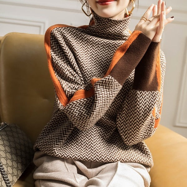 Eleanor | Col Roulé Luxe en Chevron