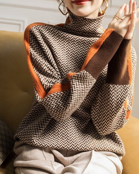 Eleanor | Col Roulé Luxe en Chevron