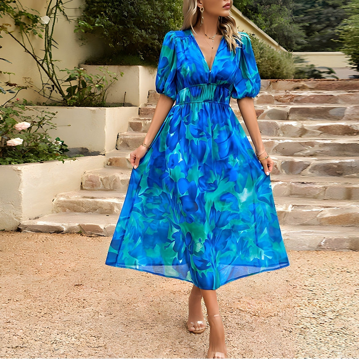 Isolde - Robe midi à décolleté en V