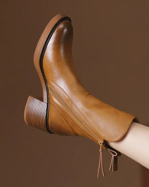 Virelle | Bottes d'Hiver en Cuir Premium à Talon Bloc
