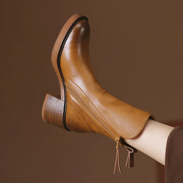 Virelle | Bottes d'Hiver en Cuir Premium à Talon Bloc