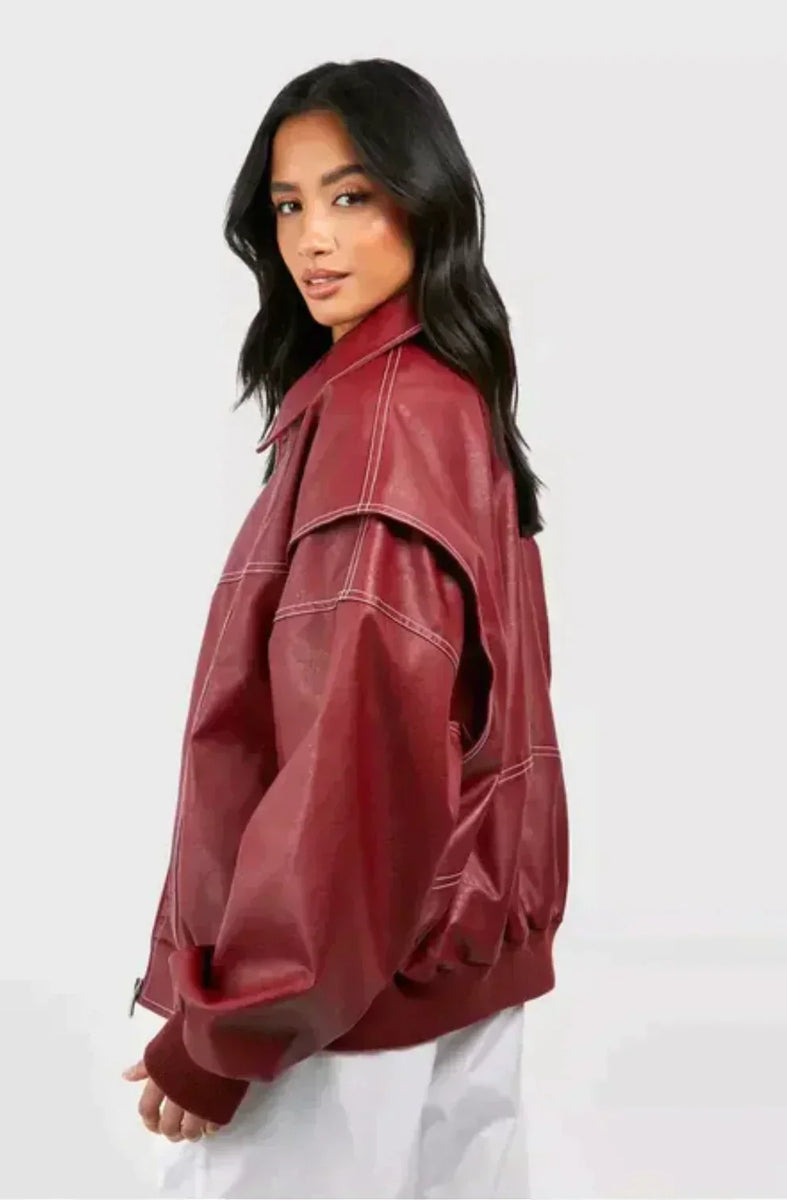 Faye™ - Veste en Cuir Oversized