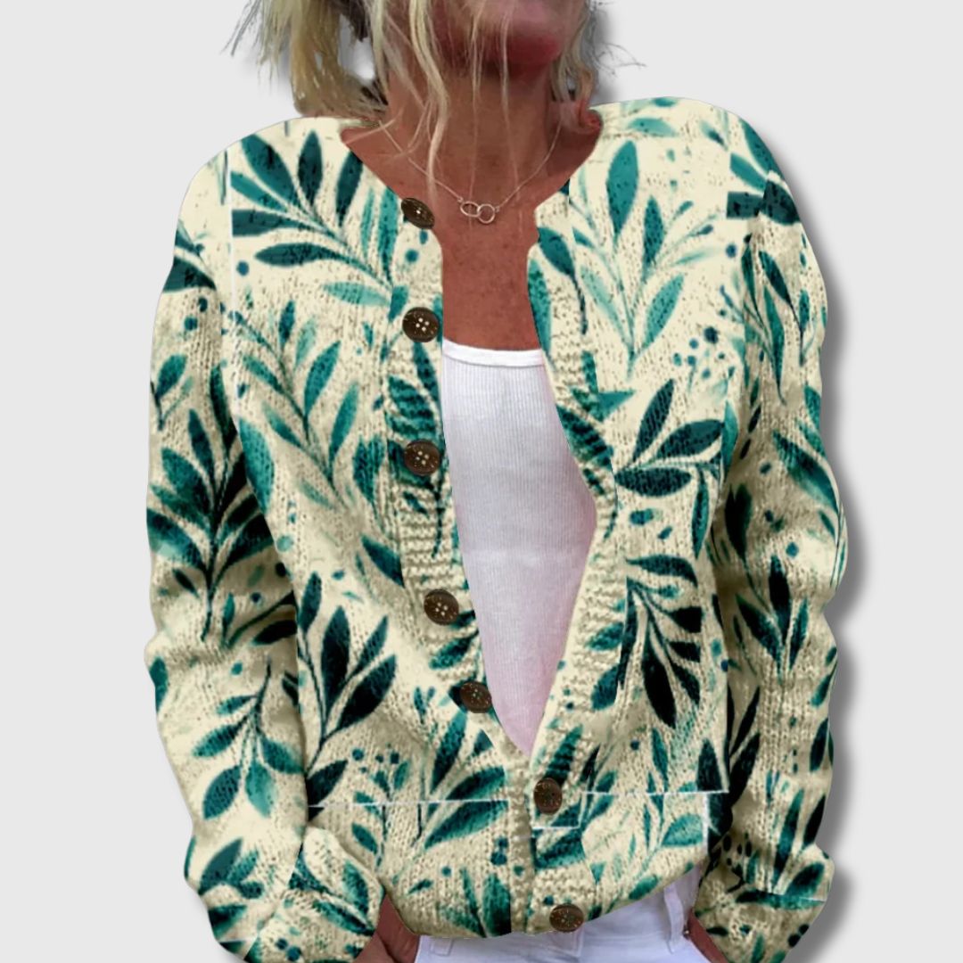 Nicolette – Cardigan Élégant avec Motif de Feuille