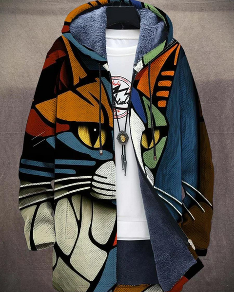 Faye | Sweat à capuche abstrait avec chat