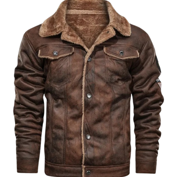 Veste en Cuir en Fleece Élegante et Chaude