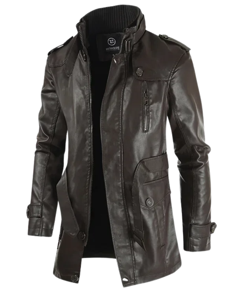 Veste de motard en cuir longue et élégante