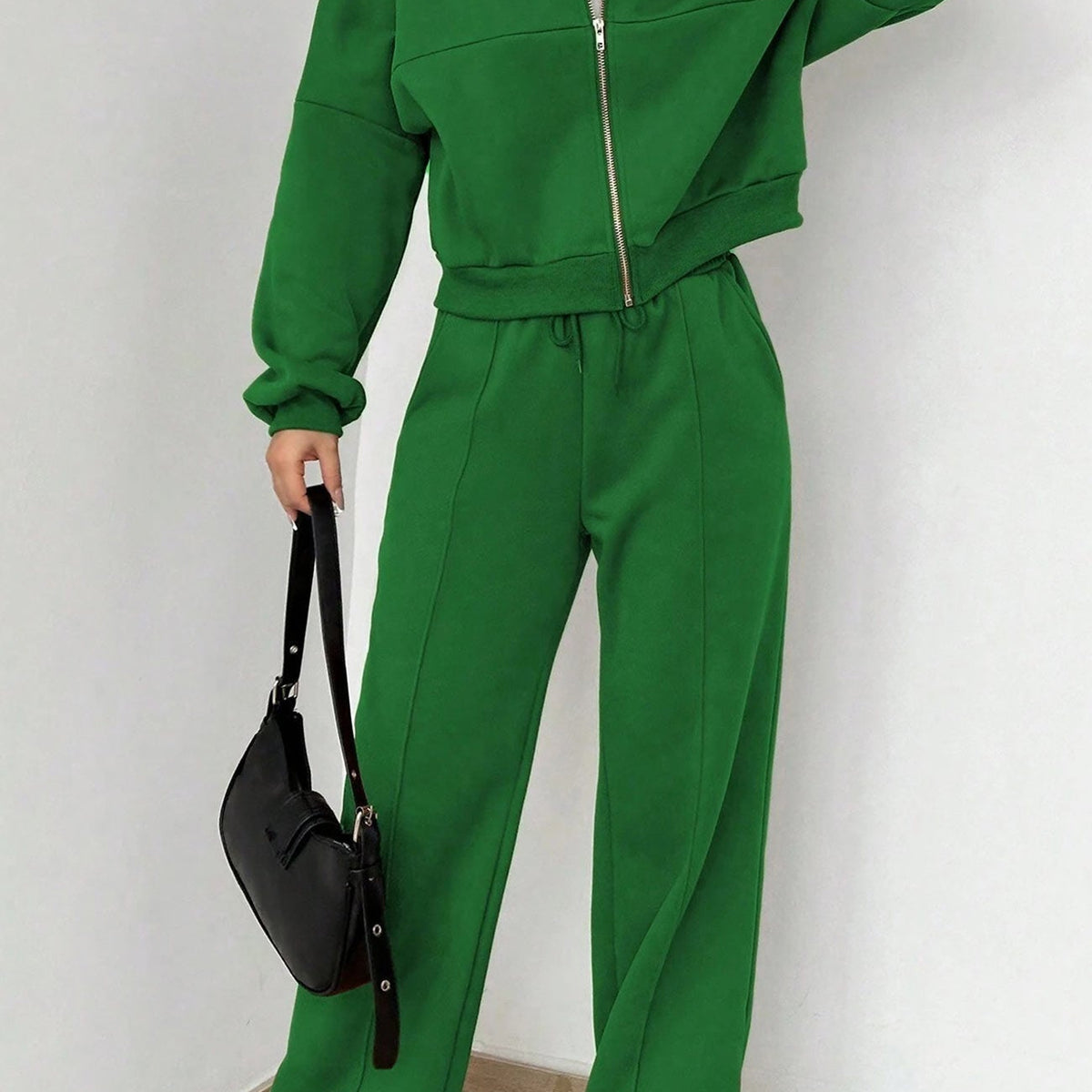 Ensemble de Pantalon et Cardigan Col Montant à Zip