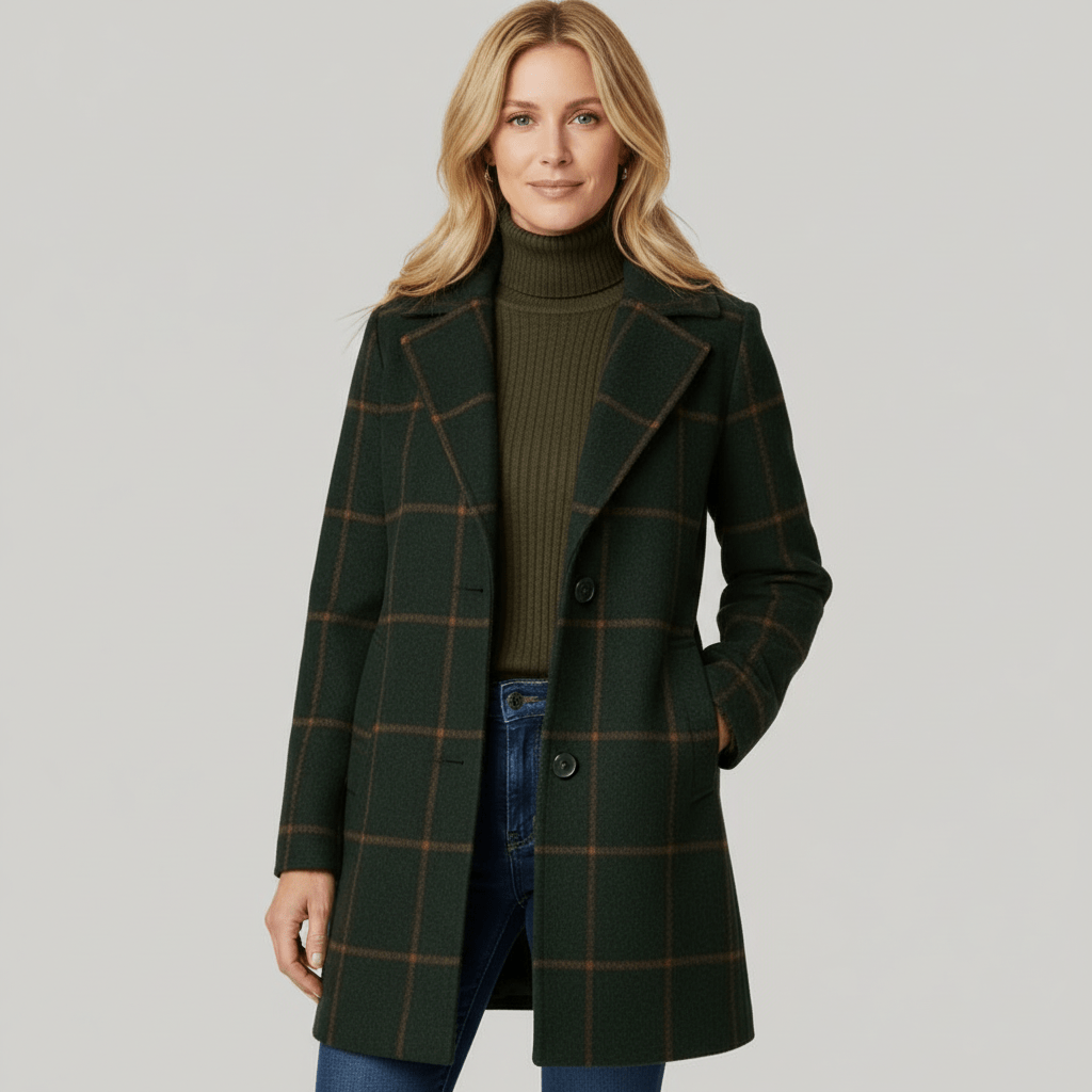 ADRIANA | MANTEAU TRENCH À CARREAUX D'HIVER