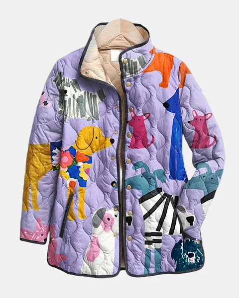 Rhea | Veste Matelassée Décontractée avec Imprimé de Chien