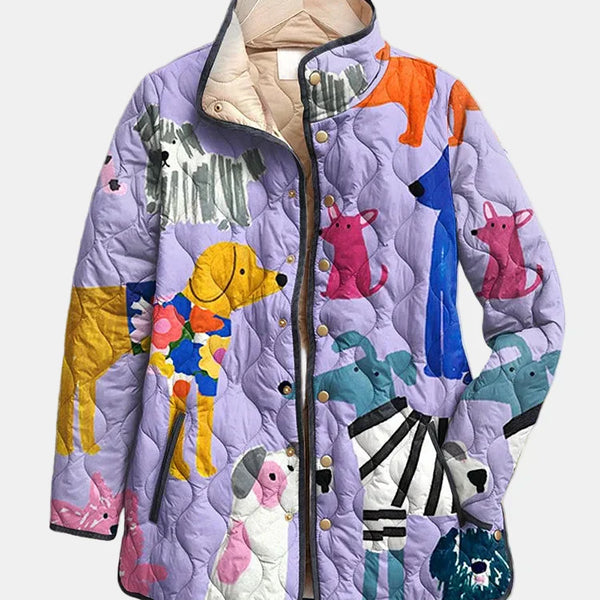 Rhea | Veste Matelassée Décontractée avec Imprimé de Chien