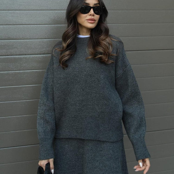 Esme |  A cozy sweater and a flowy flattering skirt