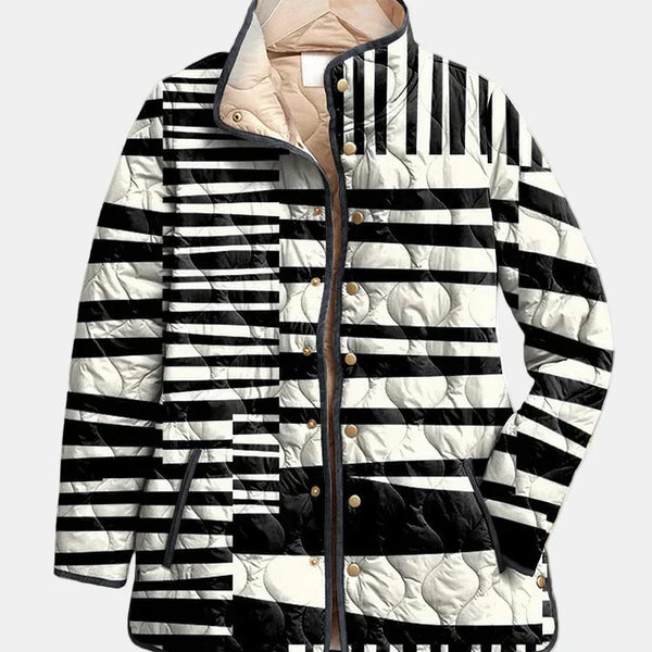 Miren | Veste Matelassée Abstraite Noir et Blanc