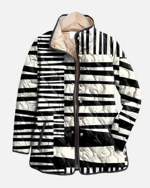 Miren | Veste Matelassée Abstraite Noir et Blanc