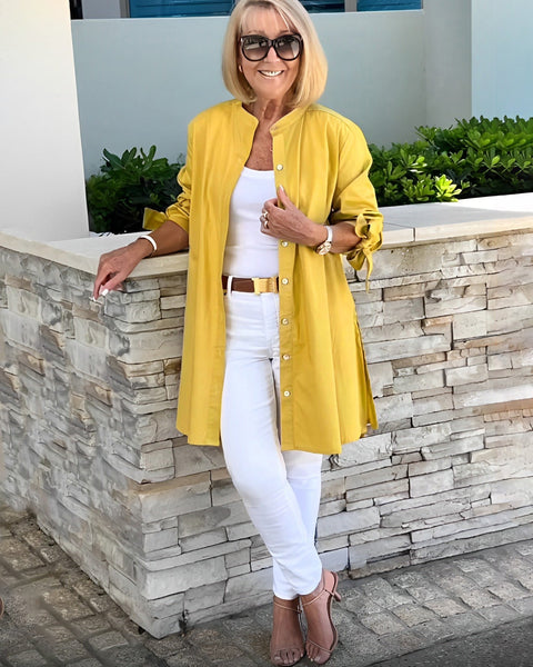 CÉLINA™ - Manteau Chemise Long Chic