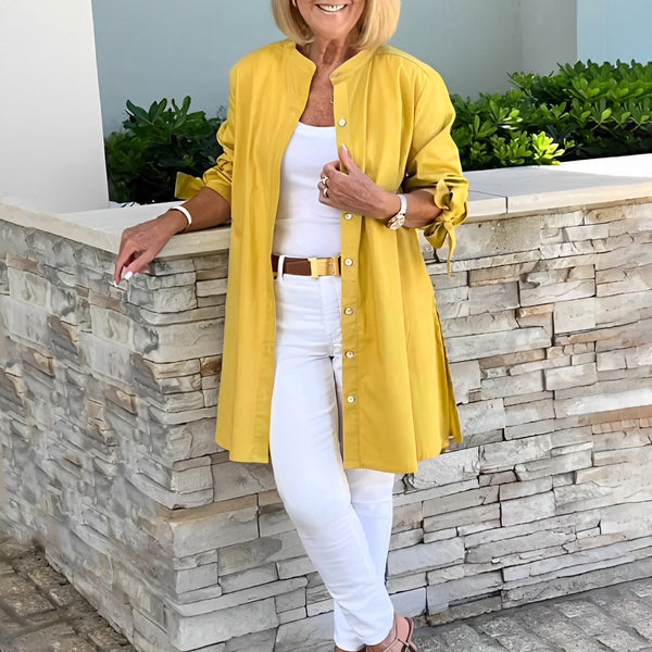 CÉLINA™ - Manteau Chemise Long Chic
