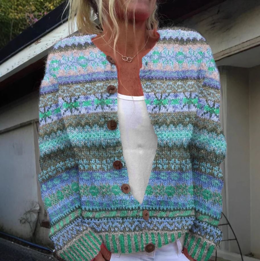 Lotte | Manteau Bleu avec Imprimé Vibrant pour un Look Moderne