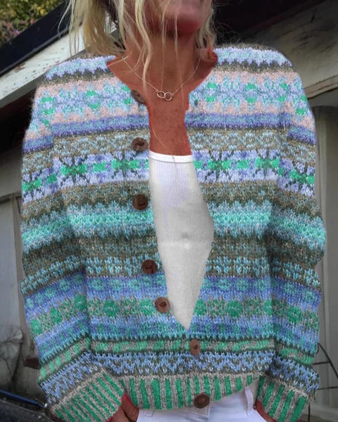 Lotte | Manteau Bleu avec Imprimé Vibrant pour un Look Moderne