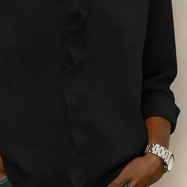 Indie | Blouse avec Volants, Col en V et Manches Longues