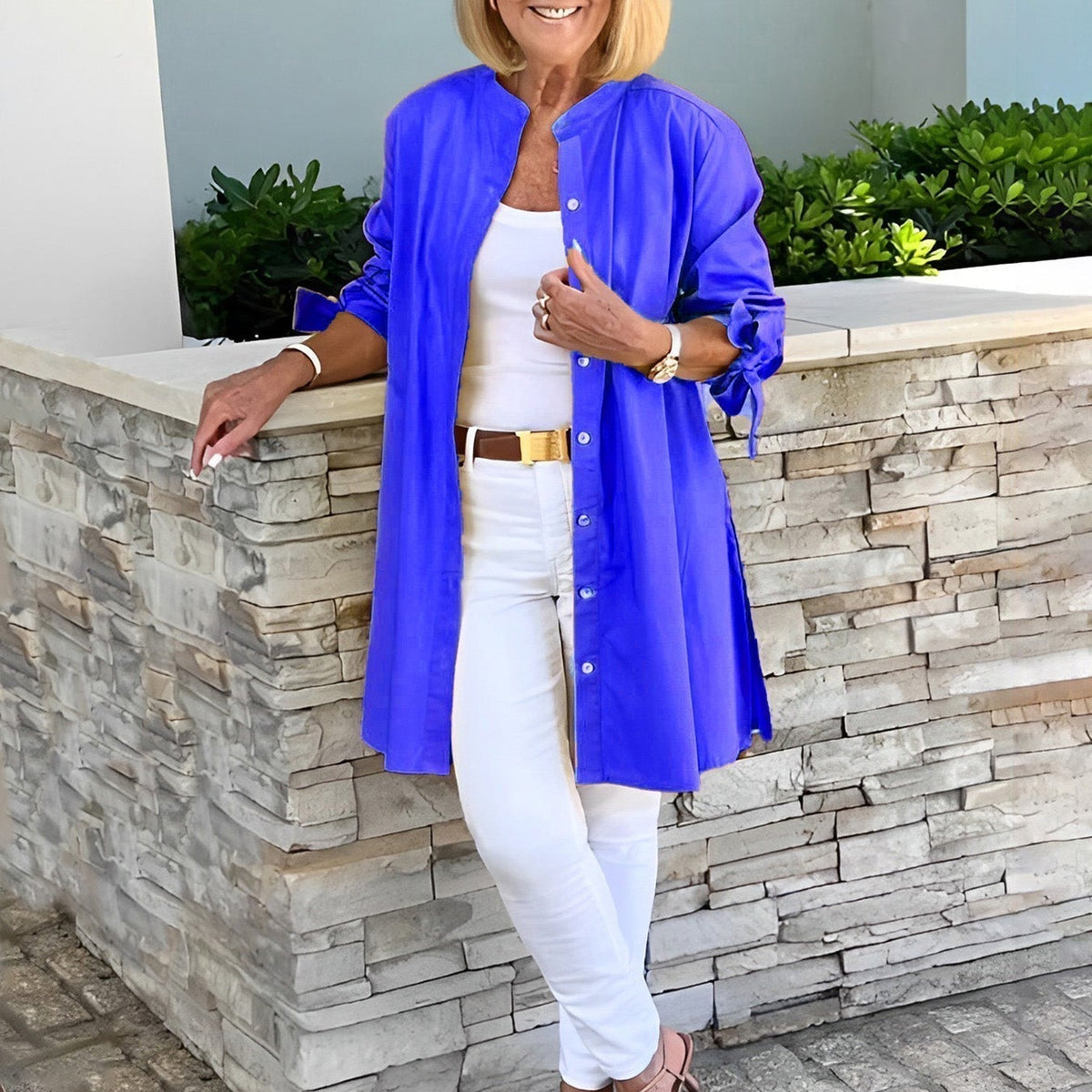 CÉLINA™ - Manteau Chemise Long Chic