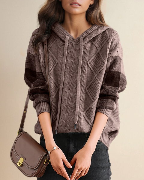 Emily | Pull à Capuche en Tricot Câble