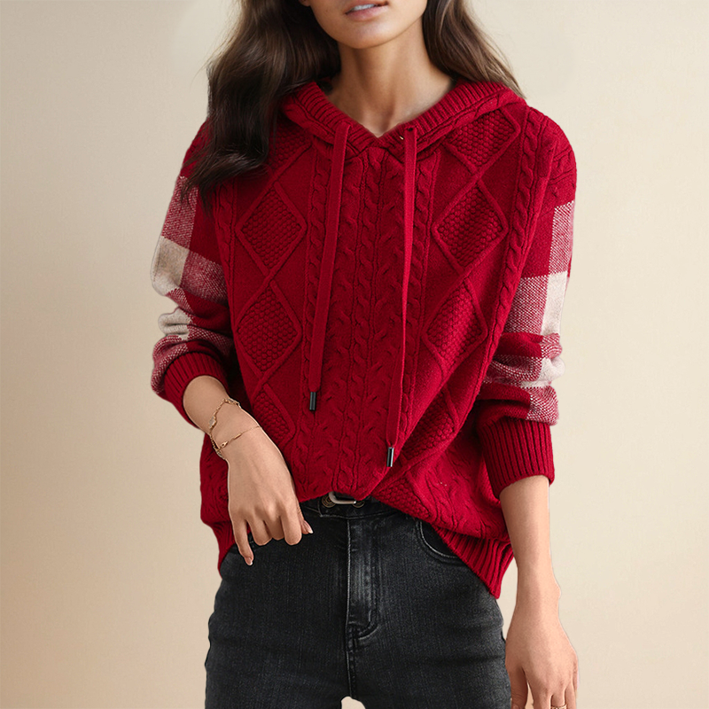 Emily | Pull à Capuche en Tricot Câble