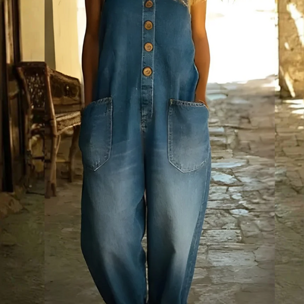 Margaret - Vintage Soft Cotton Denim-Look Overall