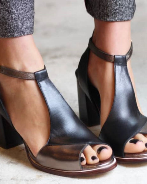 Nadaria | Talons Peep Toe Noir Patchwork