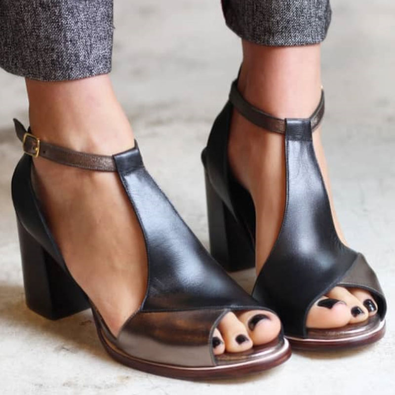 Nadaria | Talons Peep Toe Noir Patchwork