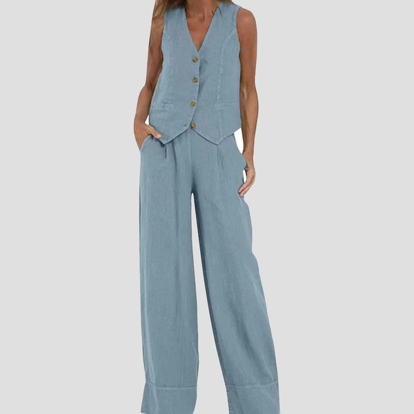 Aira - Ensemble Gilet Boutonné & Pantalon Large