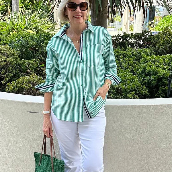 Diane | Easy Elegance Striped Blouse - Soft. Flattering. Effortless.