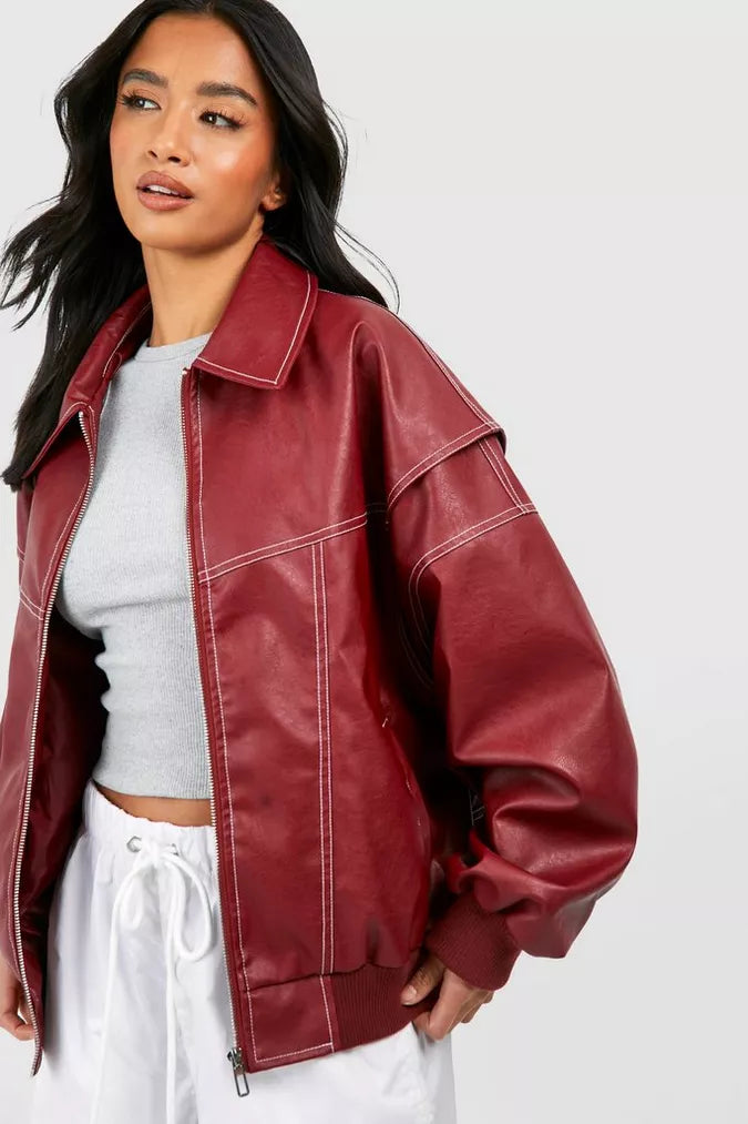 Faye™ - Veste en Cuir Oversized