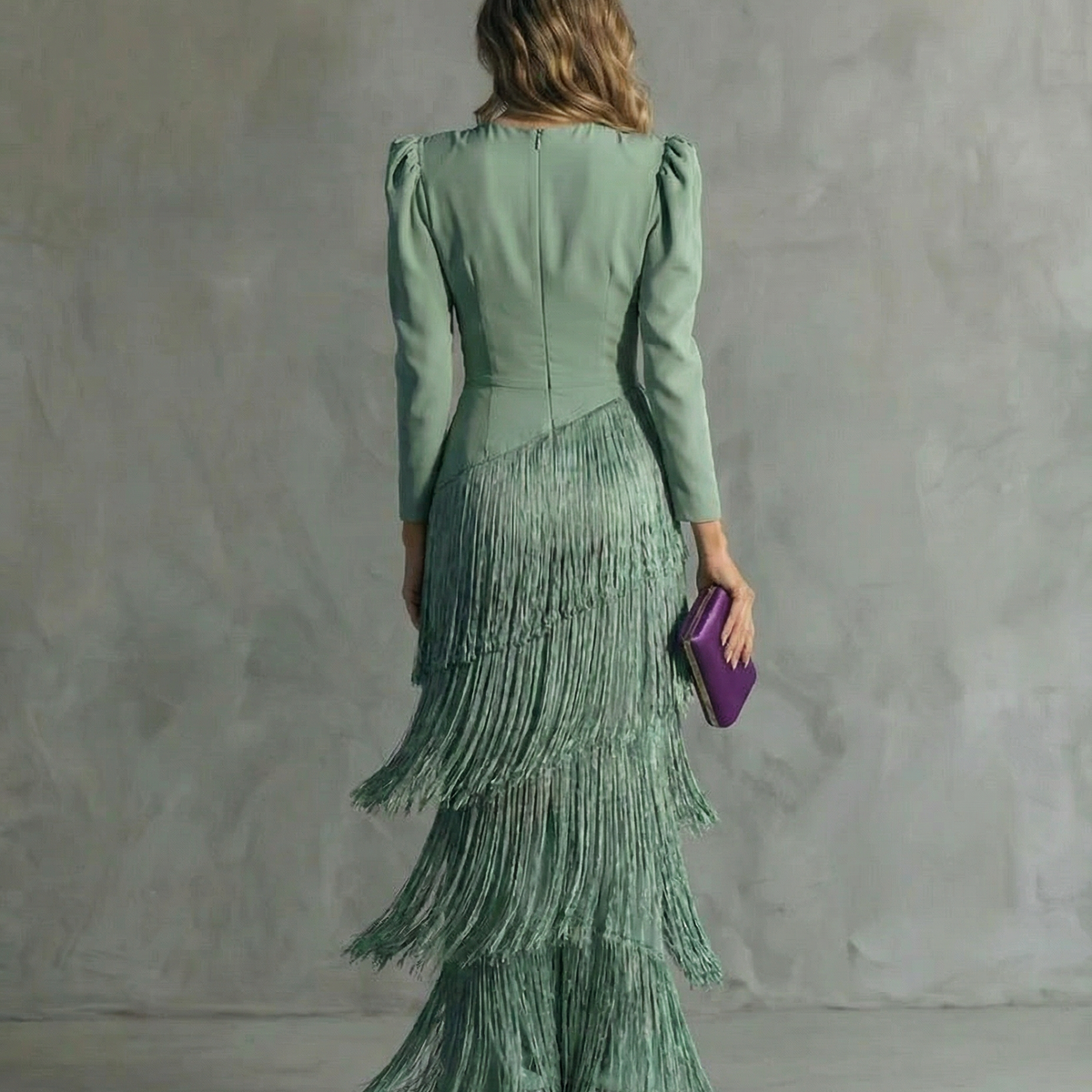 Chiara – Elegant Dress with Fringe Sleeves