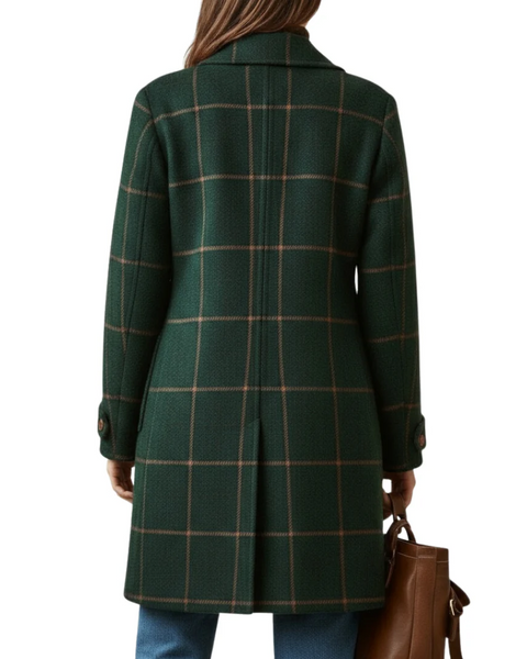 Eleanor | Manteau en Tweed à Carreaux avec Revers Rétro