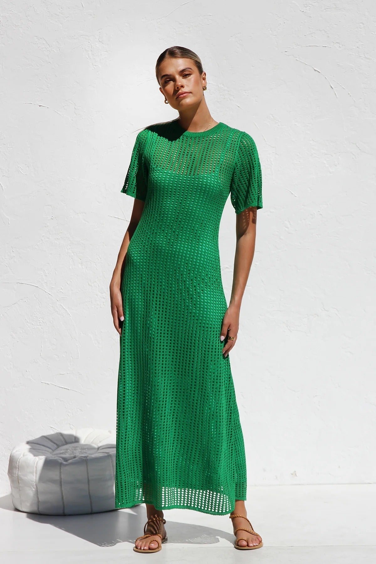 ESSENTIAL - Airlie Crochet Maxi Dress - Natural
