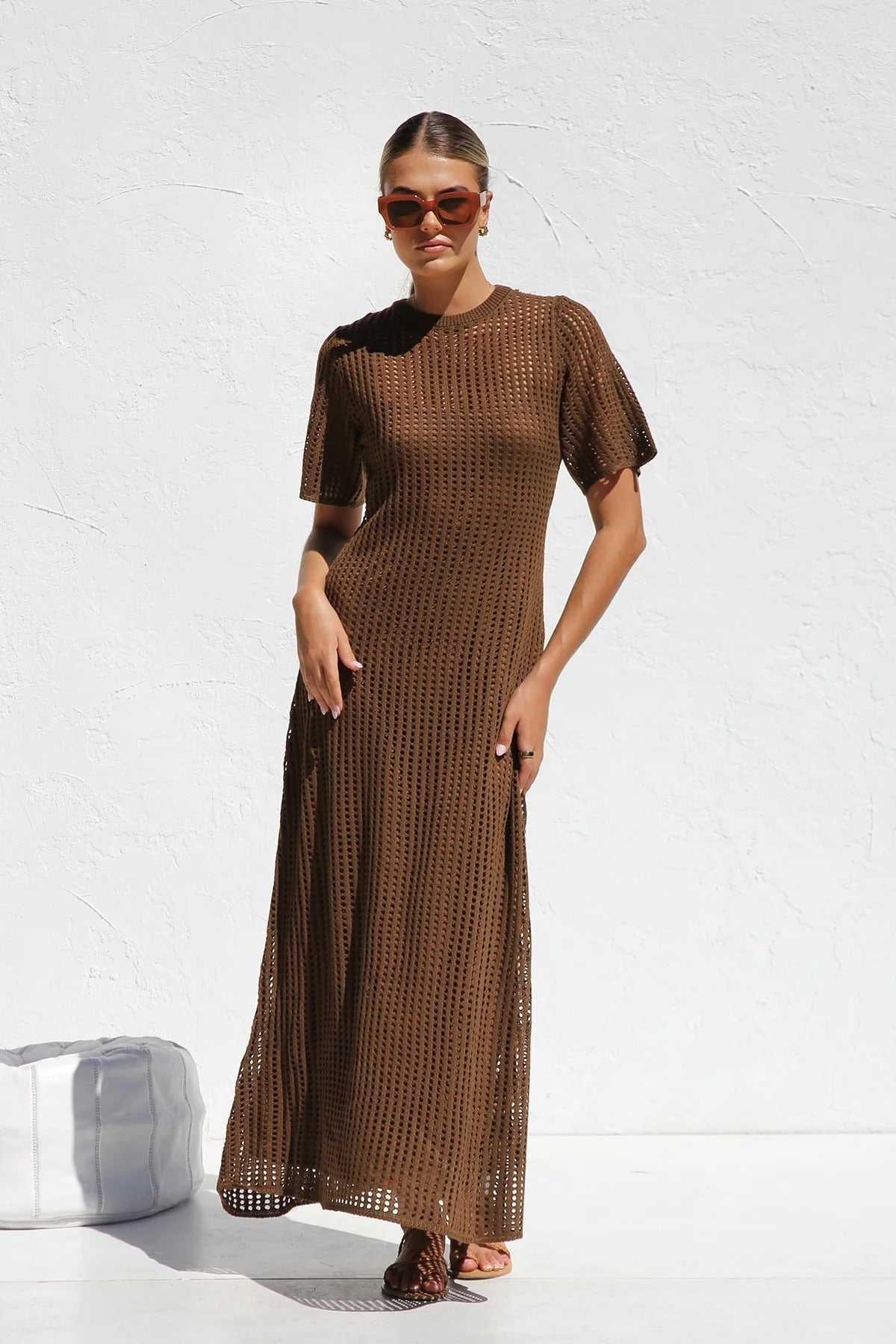 ESSENTIAL - Airlie Crochet Maxi Dress - Natural