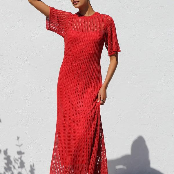 ESSENTIAL - Airlie Crochet Maxi Dress - Natural