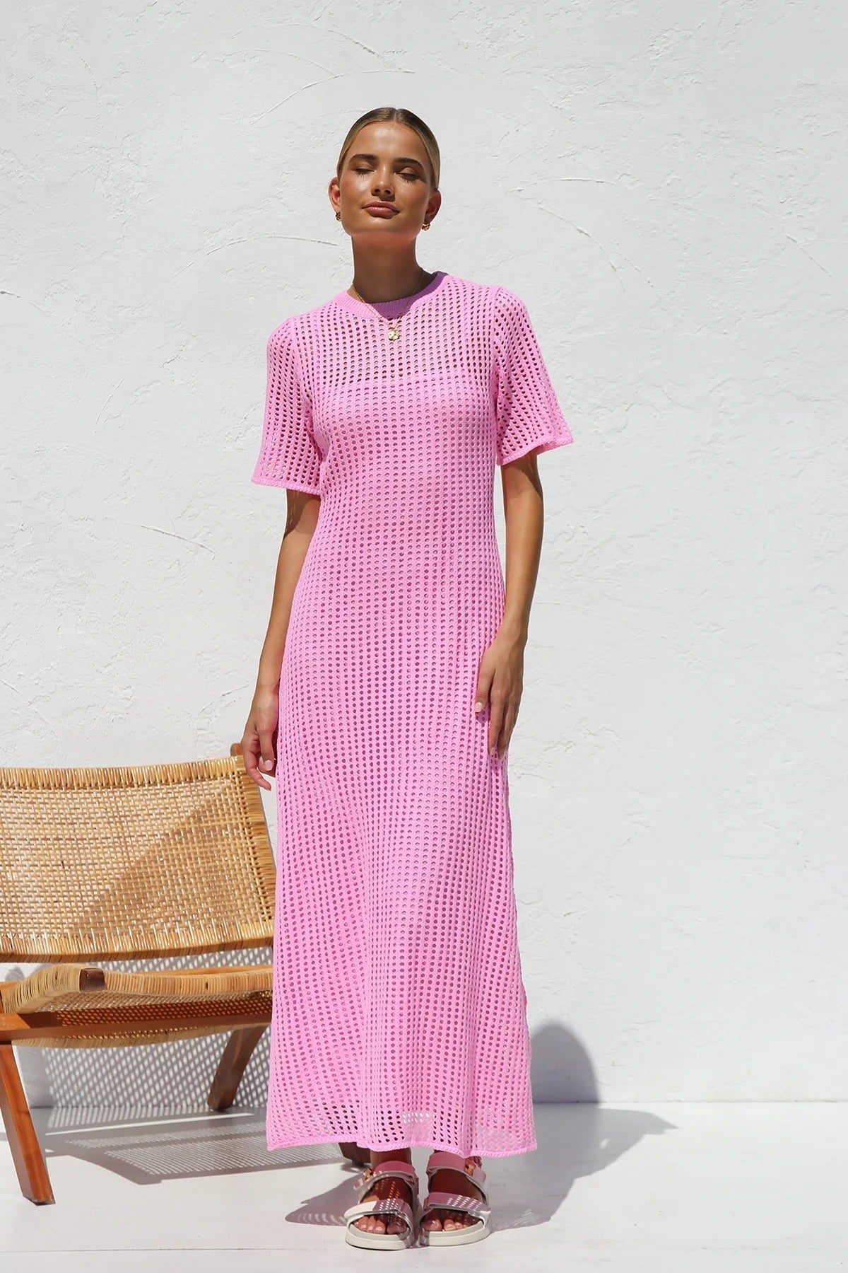 ESSENTIAL - Airlie Crochet Maxi Dress - Natural