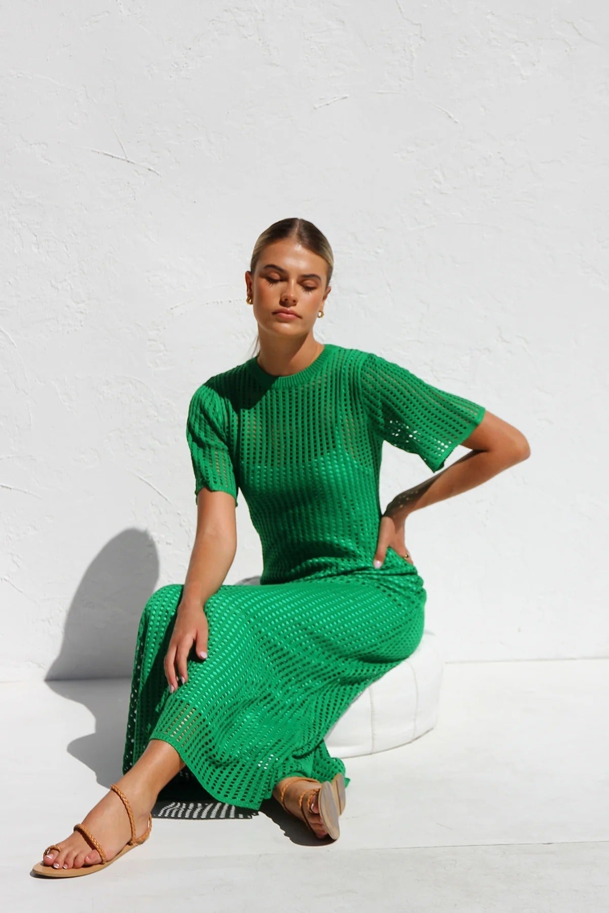 ESSENTIAL - Airlie Crochet Maxi Dress - Natural
