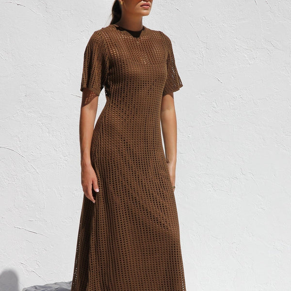 ESSENTIAL - Airlie Crochet Maxi Dress - Natural