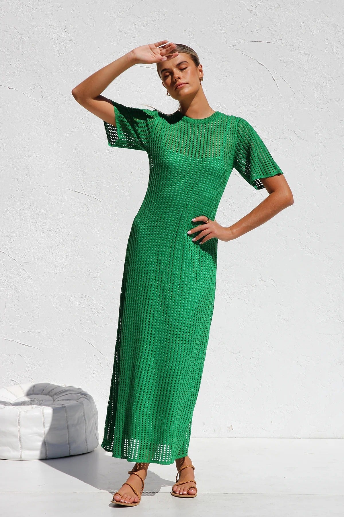 ESSENTIAL - Airlie Crochet Maxi Dress - Natural