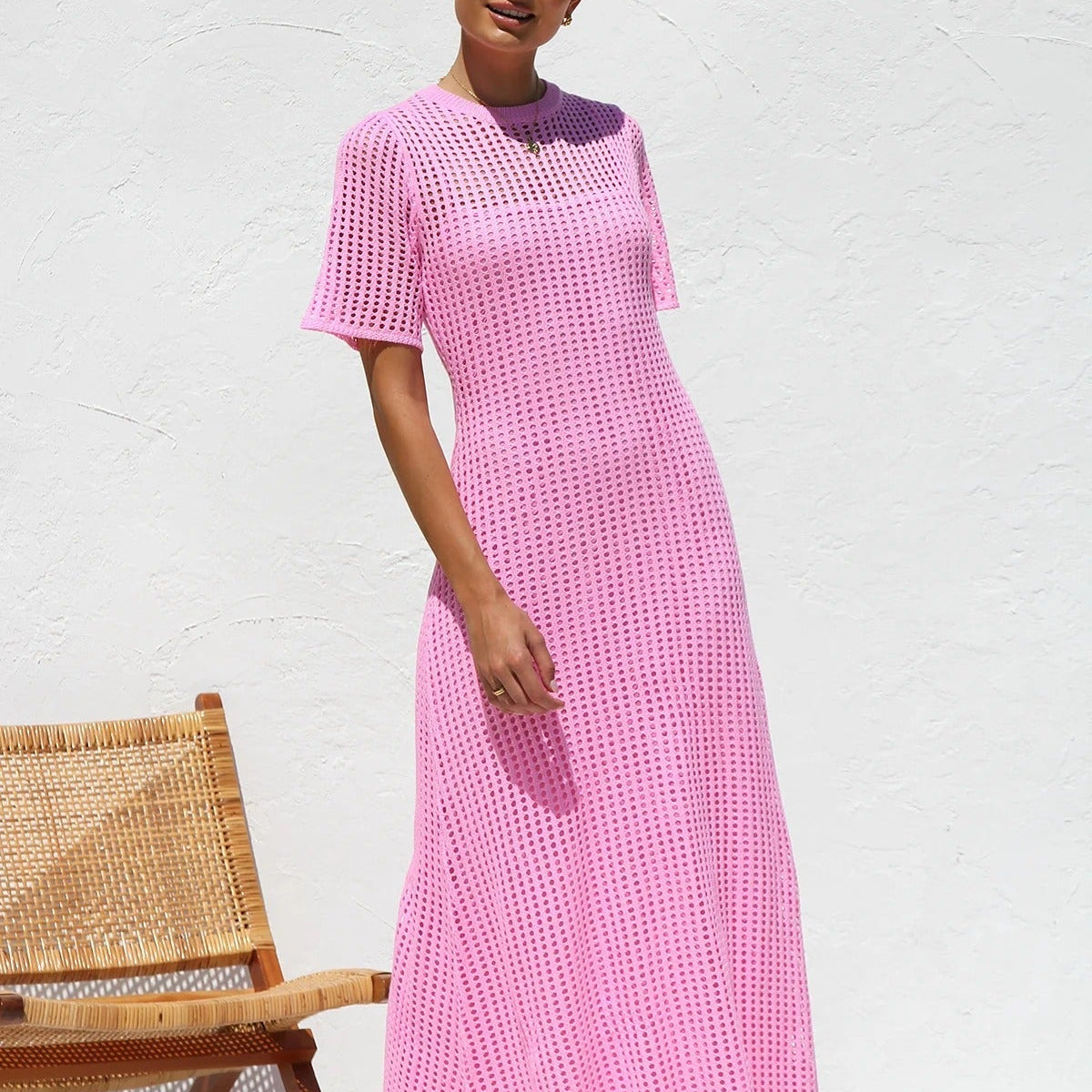 ESSENTIAL - Airlie Crochet Maxi Dress - Natural